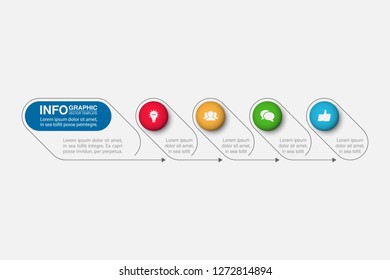Vector infographic template for horizontal diagram, graph, presentation, chart, business concept with 4 options.