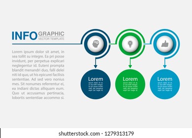 Vector Infographic Template For Horizontal Diagram, Graph, Presentation, Chart, Business Concept With 3 Options.