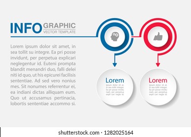 Vector infographic template for horizontal diagram, graph, presentation, chart, business concept with 2 options.