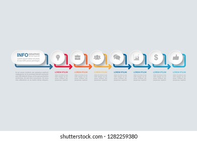 Vector infographic template for horizontal diagram, graph, presentation, chart, business concept with 7 options.