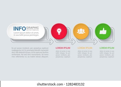 Vector infographic template for horizontal diagram, graph, presentation, chart, business concept with 3 options.