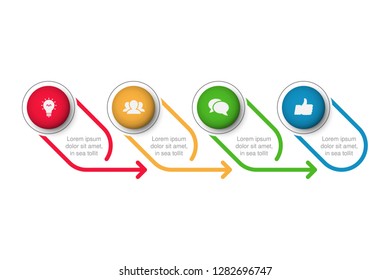 Vector infographic template for horizontal diagram, graph, presentation, chart, business concept with 4 options.