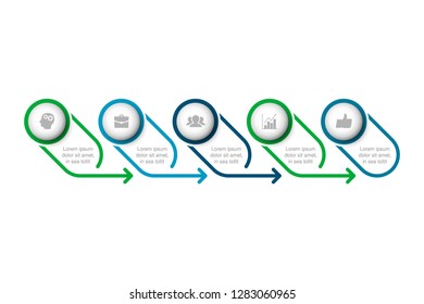 Vector infographic template for horizontal diagram, graph, presentation, chart, business concept with 5 options.