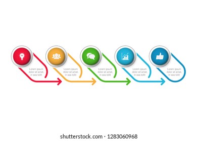 Vector infographic template for horizontal diagram, graph, presentation, chart, business concept with 5 options.