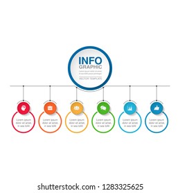 Vector infographic template for horizontal diagram, graph, presentation, chart, business concept with 6 options.