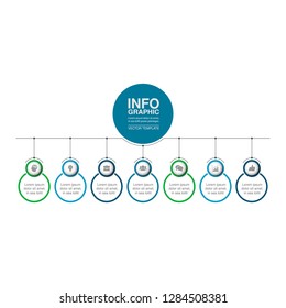 Vector infographic template for horizontal diagram, graph, presentation, chart, business concept with 7 options.