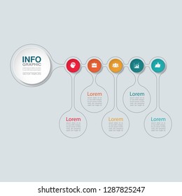 Vector infographic template for horizontal diagram, graph, presentation, chart, business concept with 5 options.