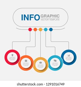 Vector infographic template for horizontal diagram, graph, presentation, chart, business concept with 5 options.