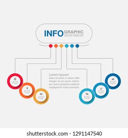 Vector infographic template for horizontal diagram, graph, presentation, chart, business concept with 6 options.