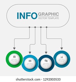 Vector infographic template for horizontal diagram, graph, presentation, chart, business concept with 4 options.