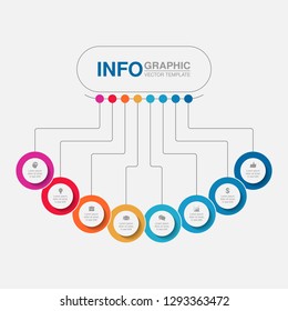 Vector infographic template for horizontal diagram, graph, presentation, chart, business concept with 8 options.