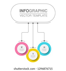 Vector infographic template for horizontal diagram, graph, presentation, chart, business concept with 3 options.