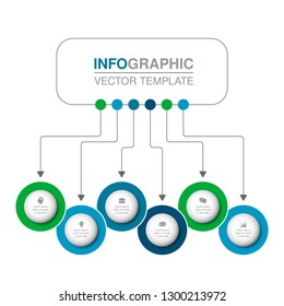 Vector infographic template for horizontal diagram, graph, presentation, chart, business concept with 6 options.