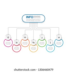 Vector infographic template for horizontal diagram, graph, presentation, chart, business concept with 7 options.