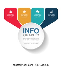 Vector infographic template for horizontal diagram, graph, presentation, chart, business concept with 4 options.