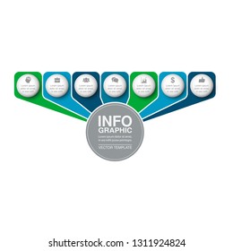 Vector infographic template for horizontal diagram, graph, presentation, chart, business concept with 7 options.