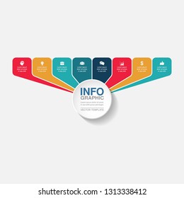 Vector infographic template for horizontal diagram, graph, presentation, chart, business concept with 7 options.