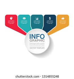 Vector infographic template for horizontal diagram, graph, presentation, chart, business concept with 5 options.