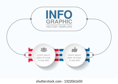 Vector infographic template for horizontal diagram, graph, presentation, chart, business concept with 2 options.