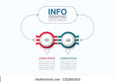 Vector infographic template for horizontal diagram, graph, presentation, chart, business concept with 2 options.