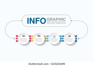 Vector infographic template for horizontal diagram, graph, presentation, chart, business concept with 4 options.