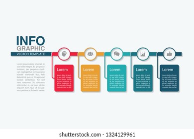 Vector infographic template for horizontal diagram, graph, presentation, chart, business concept with 5 options.