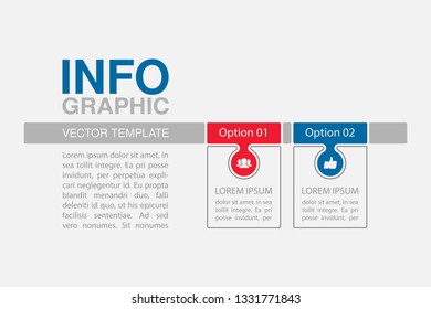 Vector infographic template for horizontal diagram, graph, presentation, chart, business concept with 2 options.