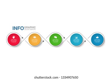 Vector infographic template for horizontal diagram, graph, presentation, chart, business concept with 5 options.