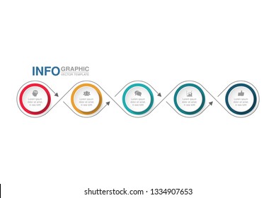 Vector infographic template for horizontal diagram, graph, presentation, chart, business concept with 5 options.
