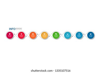 Vector infographic template for horizontal diagram, graph, presentation, chart, business concept with 8 options.
