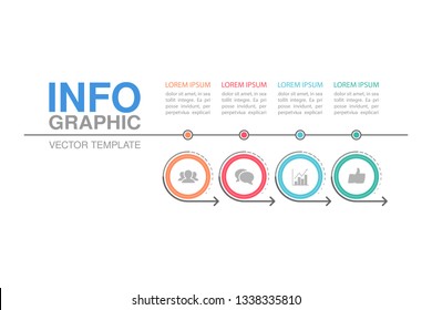 Vector infographic template for horizontal diagram, graph, presentation, chart, business concept with 4 options.