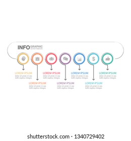 Vector infographic template for horizontal diagram, graph, presentation, chart, business concept with 7 options.