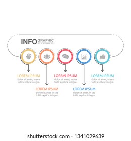 Vector infographic template for horizontal diagram, graph, presentation, chart, business concept with 5 options.