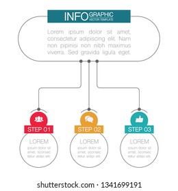 Vector infographic template for horizontal diagram, graph, presentation, chart, business concept with 3 options.