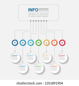 Vector infographic template for horizontal diagram, graph, presentation, chart, business concept with 7 options.