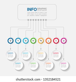 Vector infographic template for horizontal diagram, graph, presentation, chart, business concept with 8 options.