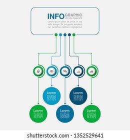 Vector infographic template for horizontal diagram, graph, presentation, chart, business concept with 5 options.