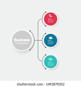 Vector infographic template for horizontal diagram, graph, presentation, chart, business concept with 3 options.