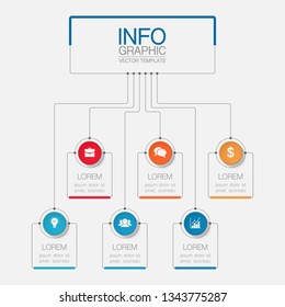 Vector infographic template for horizontal graph diagram, presentation chart  business concept with 6 options.