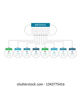 Vector infographic template for horizontal graph diagram, presentation chart  business concept with 8 options.
