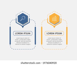 Vector infographic template with icons and 2 options or steps. Infographics for business concept. Can be used for presentations banner, workflow layout, process diagram, flow chart, info graph.