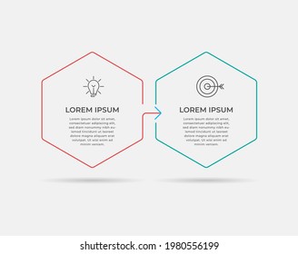 Vector infographic template with icons and 2 options or steps. Infographics for business concept. Can be used for presentations banner, workflow layout, process diagram, flow chart, info graph.