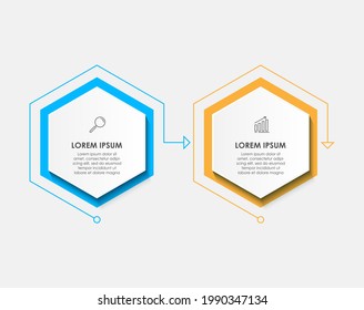 Vector infographic template with icons and 2 options or steps. Infographics for business concept. Can be used for presentations banner, workflow layout, process diagram, flow chart, info graph.