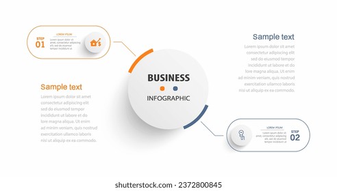 Plantilla de infografía vectorial con iconos y 2 opciones o pasos. Se puede utilizar para el diagrama de procesos, presentaciones, diseño de flujo de trabajo, diagrama de flujo, gráfico de información