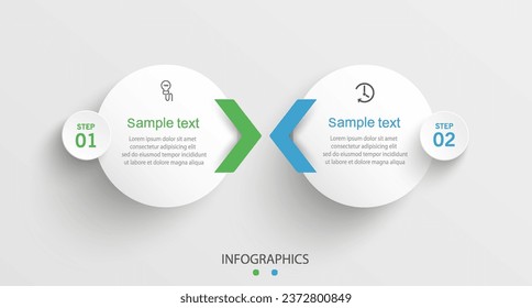 Plantilla de infografía vectorial con iconos y 2 opciones o pasos. Se puede utilizar para el diagrama de procesos, presentaciones, diseño de flujo de trabajo, diagrama de flujo, gráfico de información
