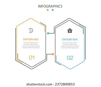 Vector infographic template with icons and 2 options or steps. Can be used for process diagram, presentations, workflow layout, flow chart, info graph