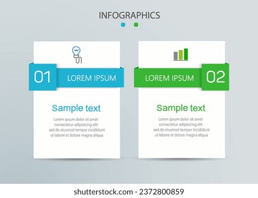 Vector infographic template with icons and 2 options or steps. Can be used for process diagram, presentations, workflow layout, flow chart, info graph