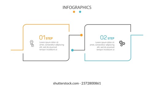 Plantilla de infografía vectorial con iconos y 2 opciones o pasos. Se puede utilizar para el diagrama de procesos, presentaciones, diseño de flujo de trabajo, diagrama de flujo, gráfico de información