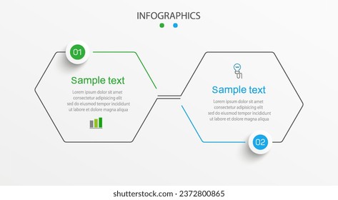 Vector infographic template with icons and 2 options or steps. Can be used for process diagram, presentations, workflow layout, flow chart, info graph