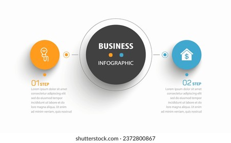 Vector infographic template with icons and 2 options or steps. Can be used for process diagram, presentations, workflow layout, flow chart, info graph